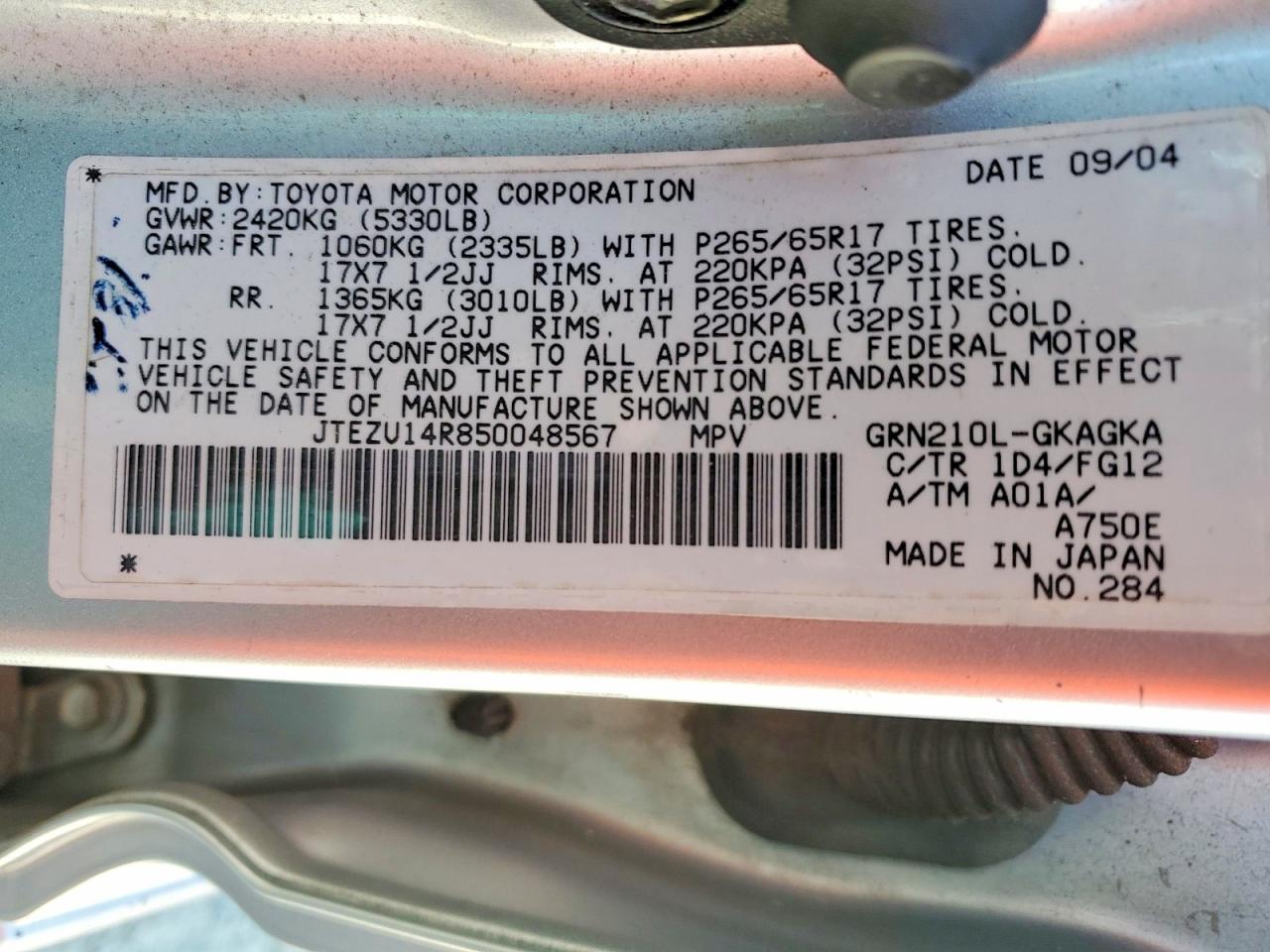 2005 TOYOTA 4RUNNER SR5 photo 14