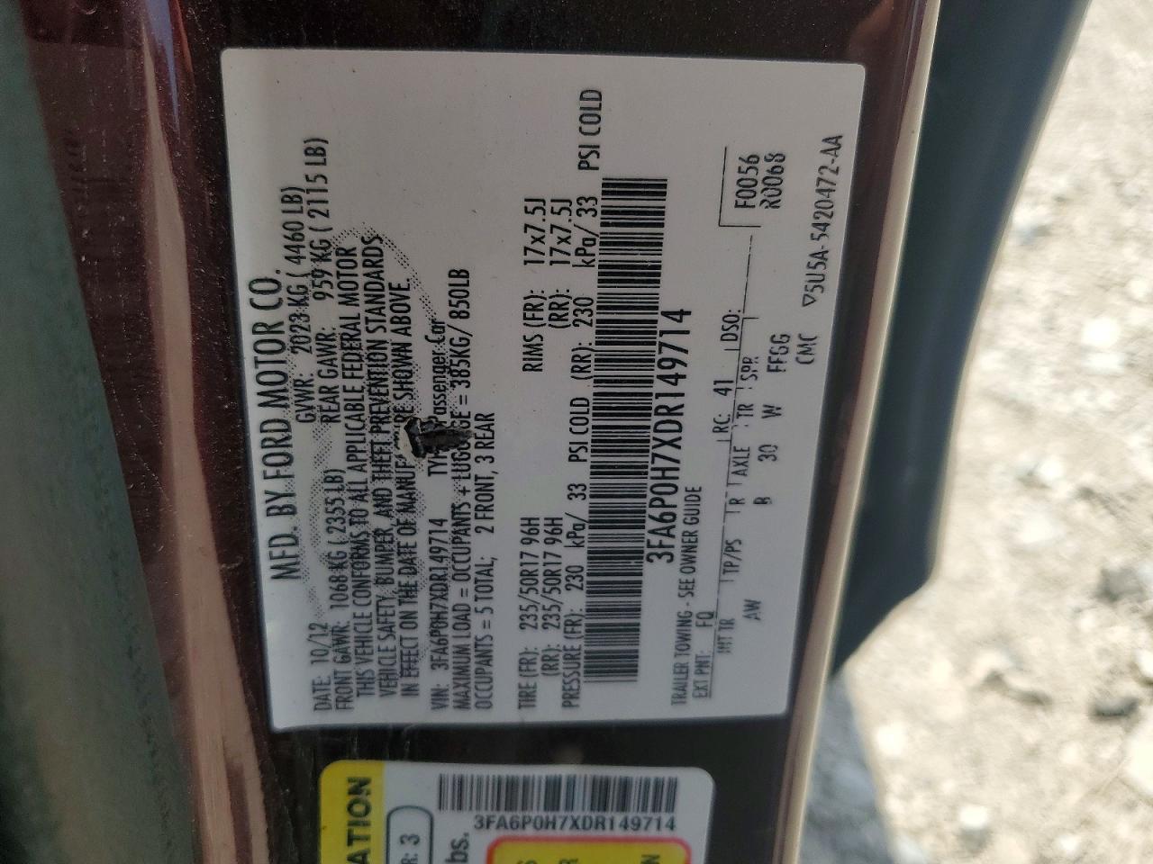 2013 FORD FUSION SE photo 34