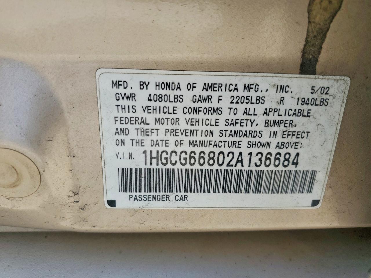 2002 HONDA ACCORD EX photo 34