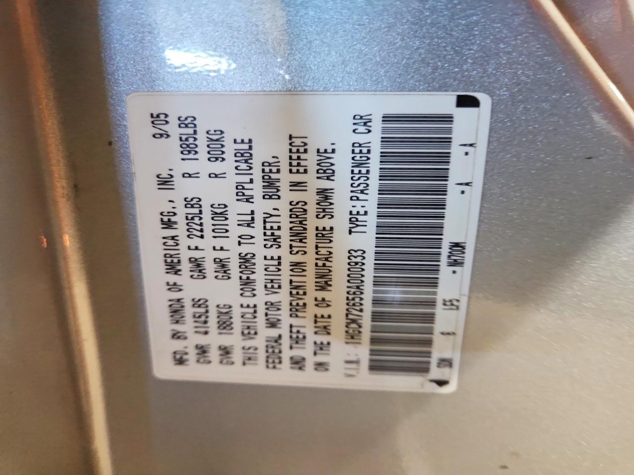 2006 HONDA ACCORD EX photo 23