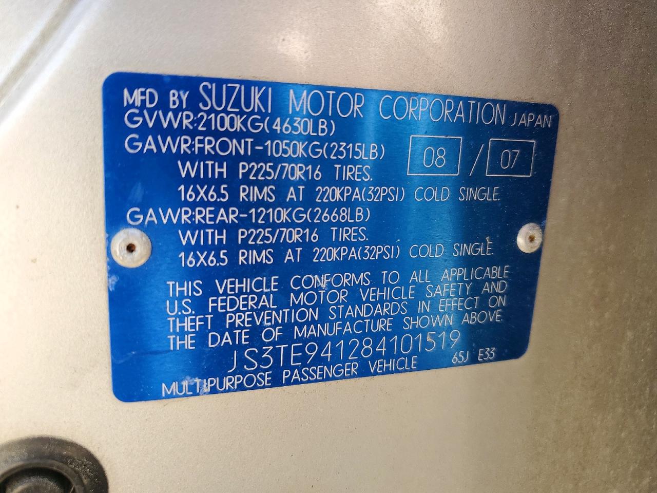 2008 SUZUKI GRAND VITARA photo 25