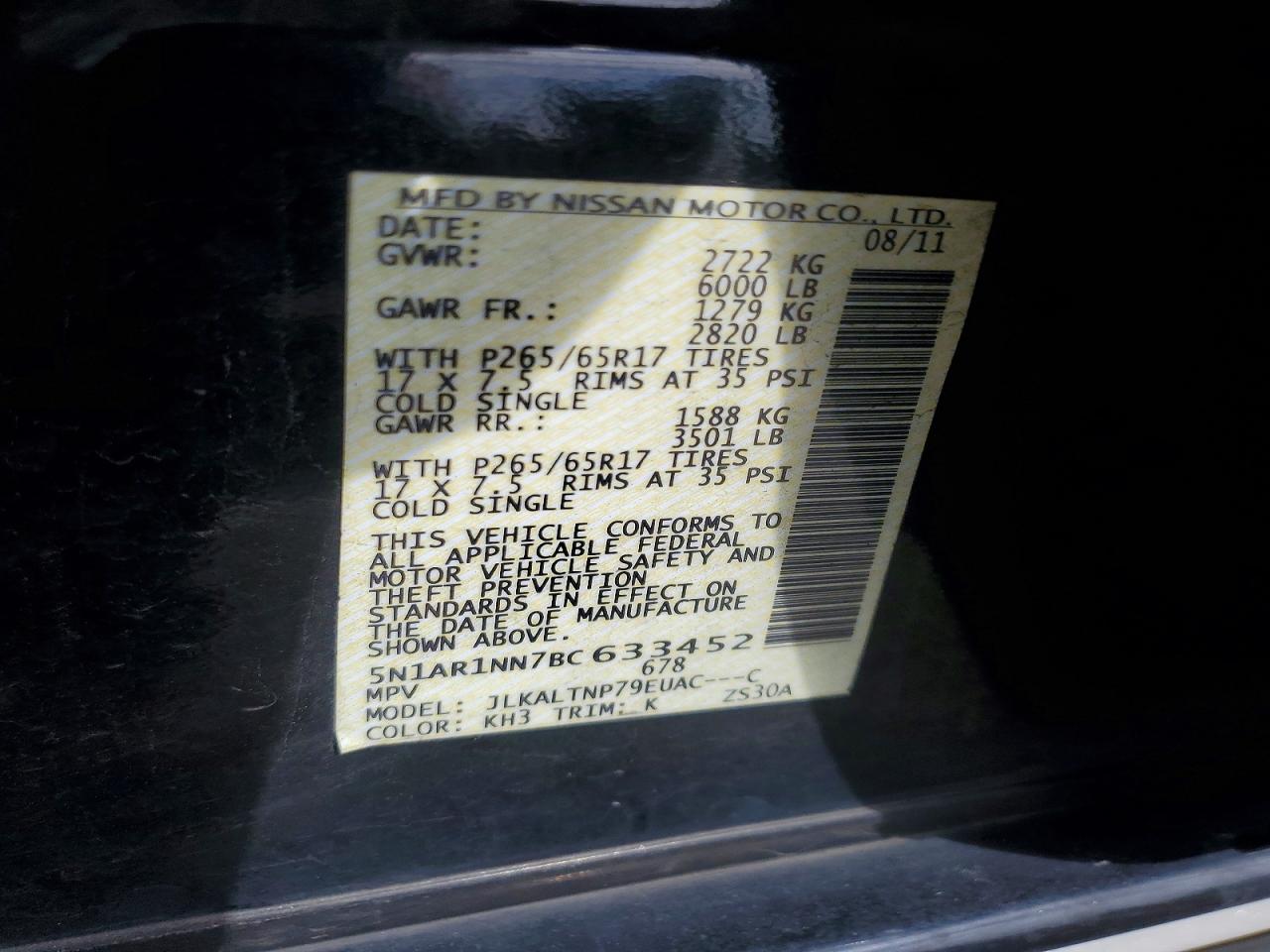 2011 NISSAN PATHFINDER S photo 23