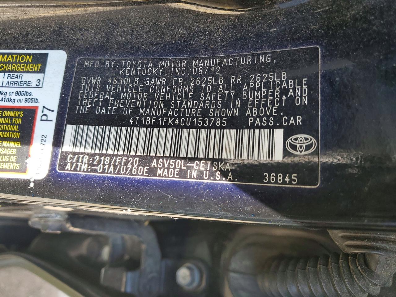 2012 TOYOTA CAMRY SE photo 23