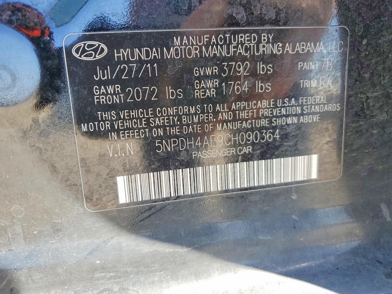 2012 HYUNDAI ELANTRA GLS photo 12
