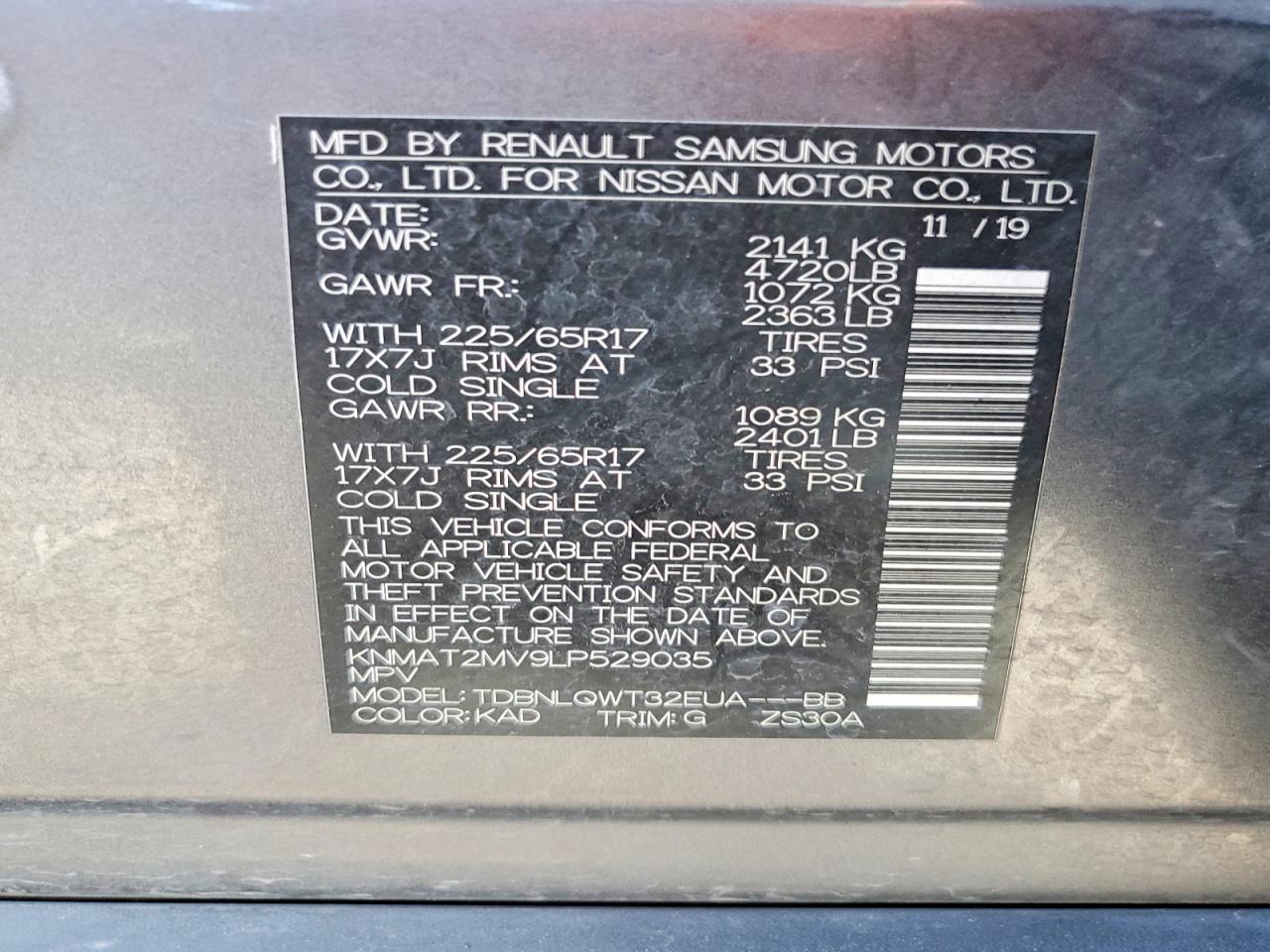 2020 NISSAN ROGUE SV photo 23
