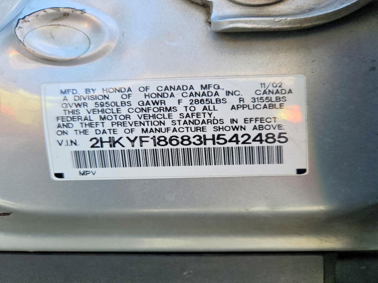 2003 HONDA PILOT EXL photo 25
