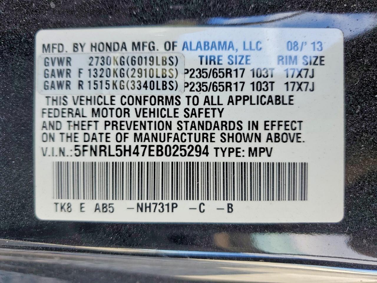 2014 HONDA ODYSSEY EX photo 25