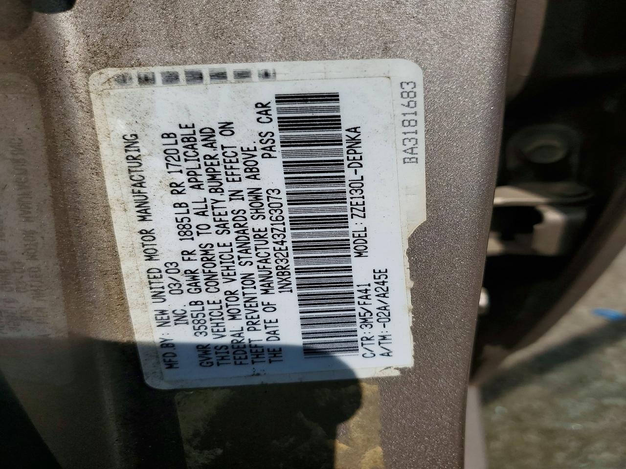 2003 TOYOTA COROLLA LE photo 23