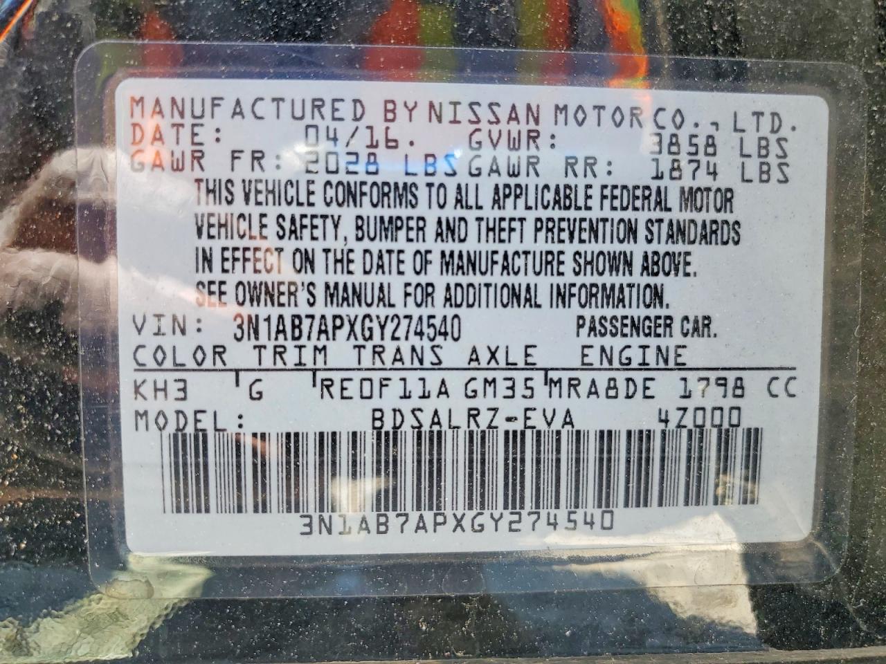 2016 NISSAN SENTRA SR photo 12