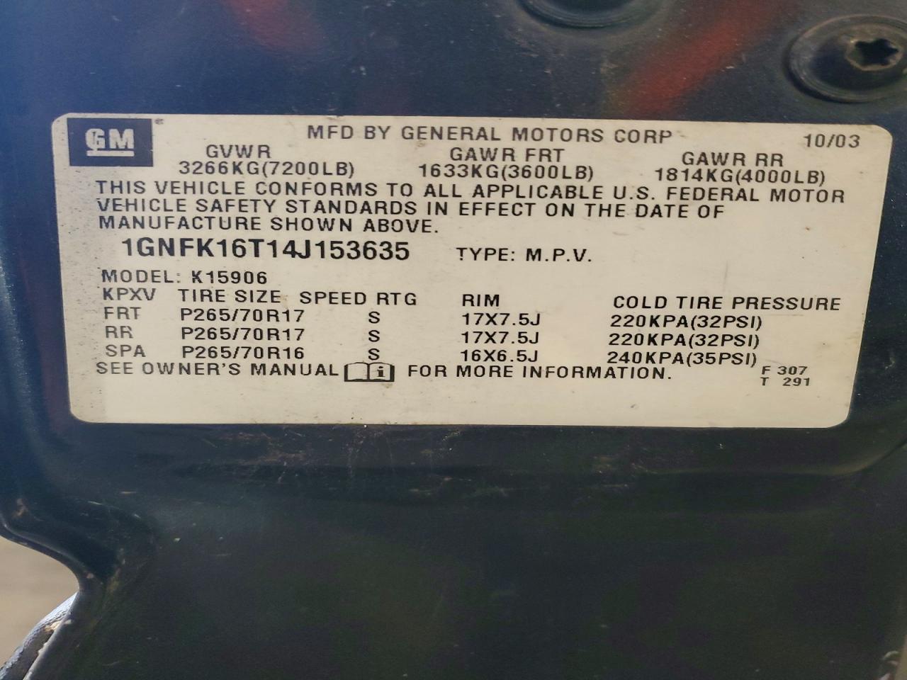 2004 CHEVROLET SUBURBAN K1500 photo 25