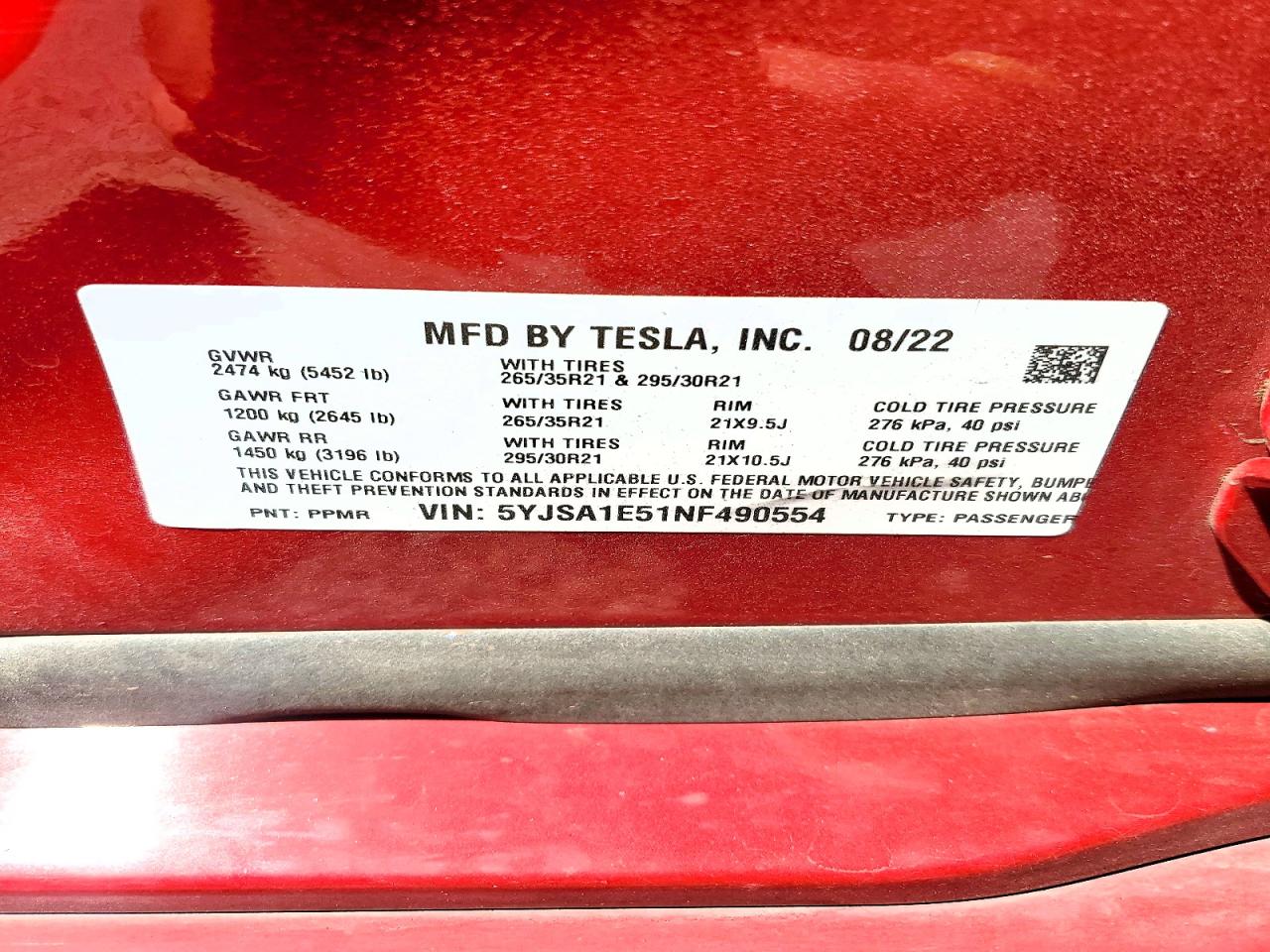 2022 TESLA MODEL S photo 23