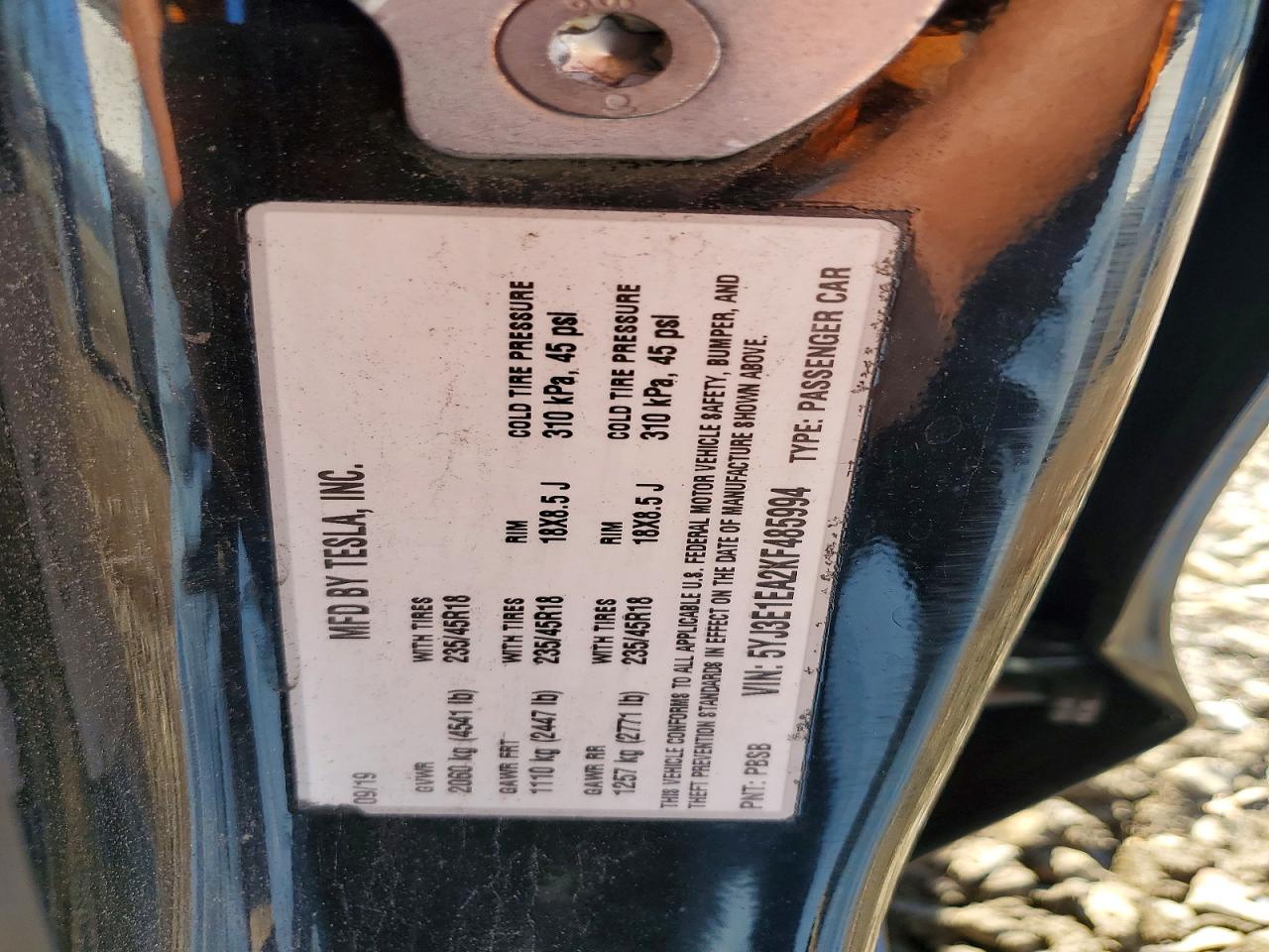 2019 TESLA MODEL 3 photo 13