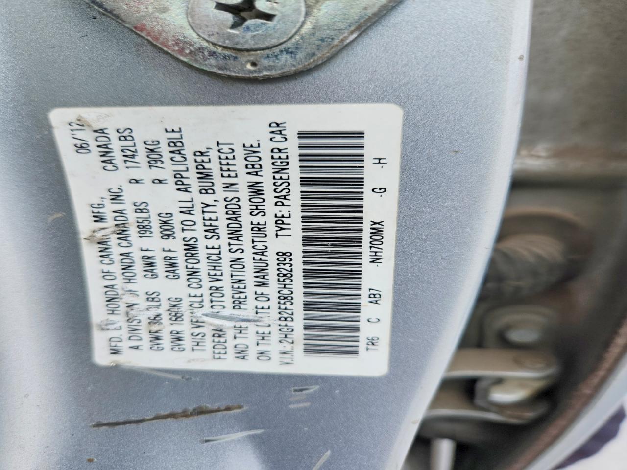 2012 HONDA CIVIC LX photo 34