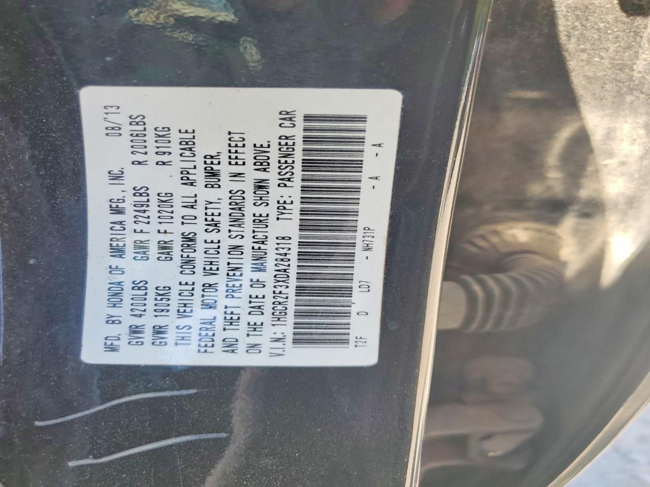 2013 HONDA ACCORD LX photo 23