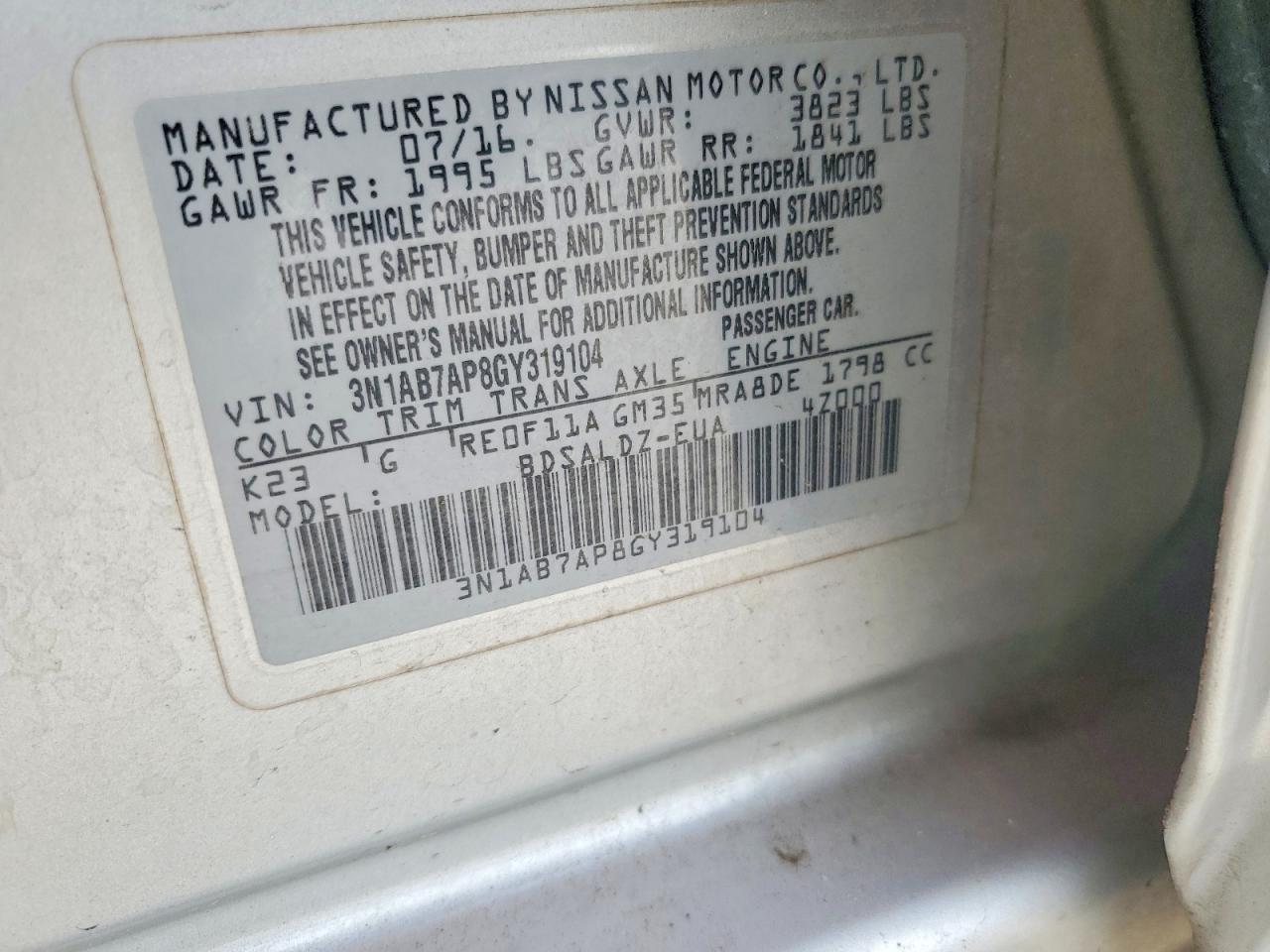 2016 NISSAN SENTRA SV photo 25