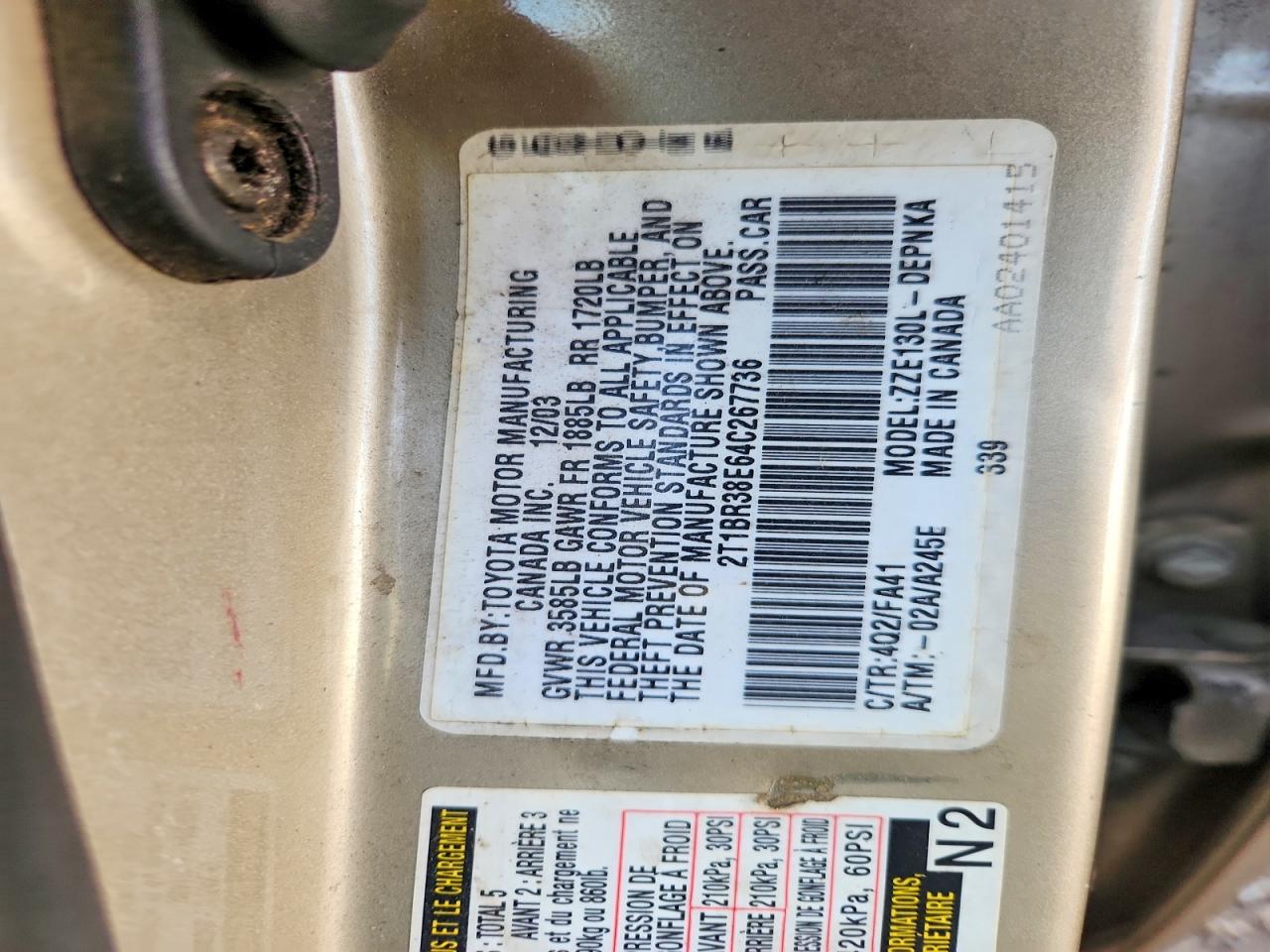 2004 TOYOTA COROLLA LE photo 23