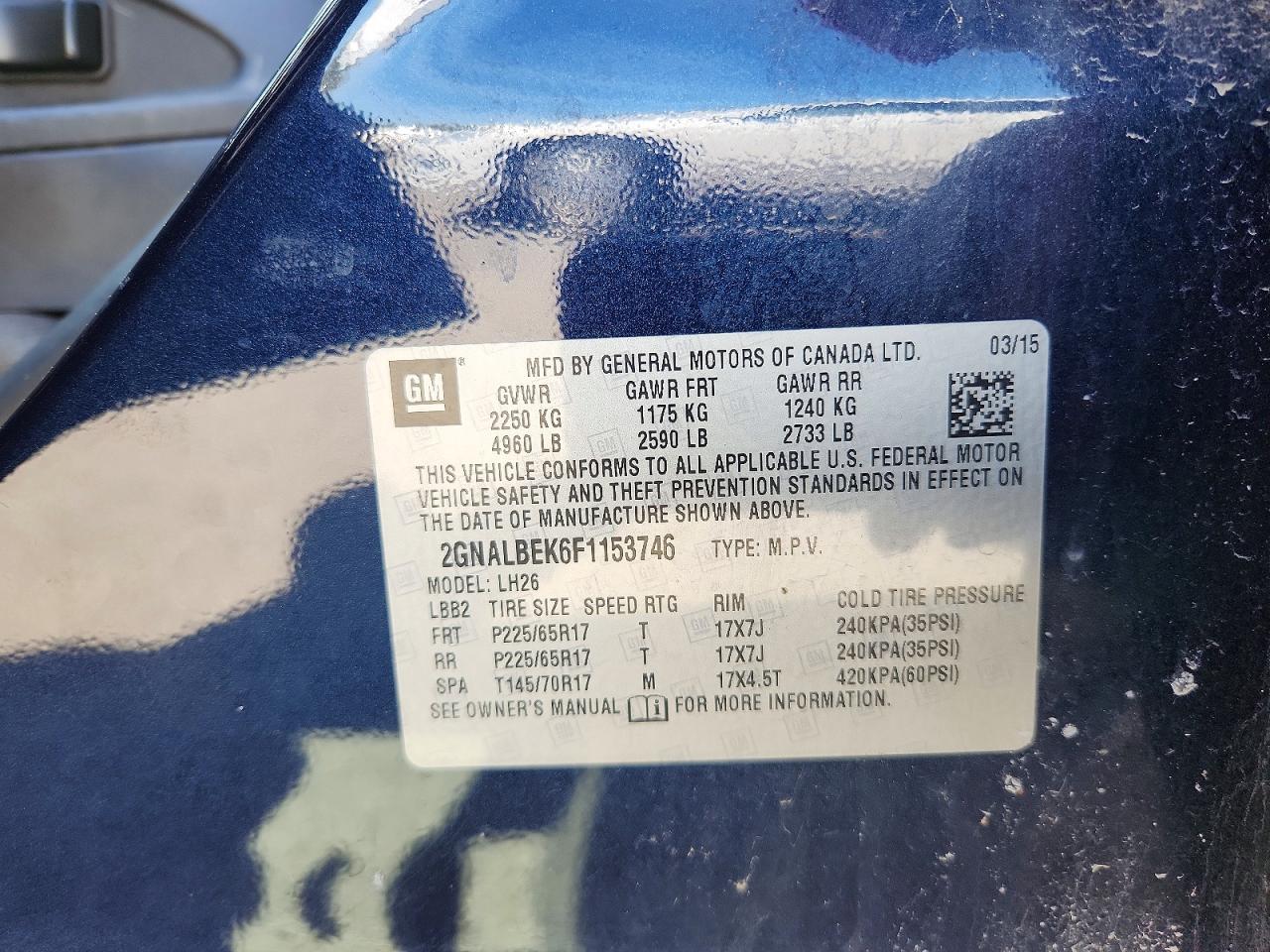 2015 CHEVROLET EQUINOX LT photo 25