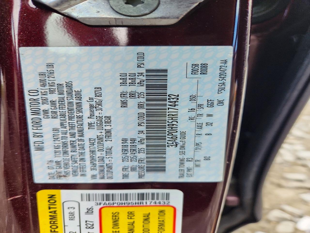 2017 FORD FUSION SE photo 23