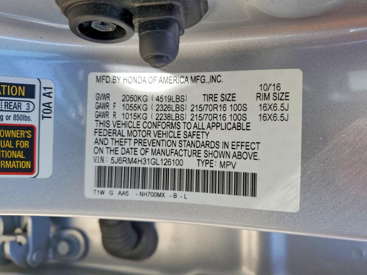 2016 HONDA CR-V LX photo 12