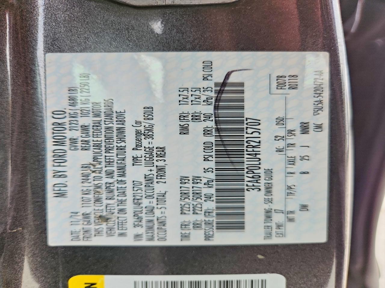 2015 FORD FUSION SE HYBRID photo 34