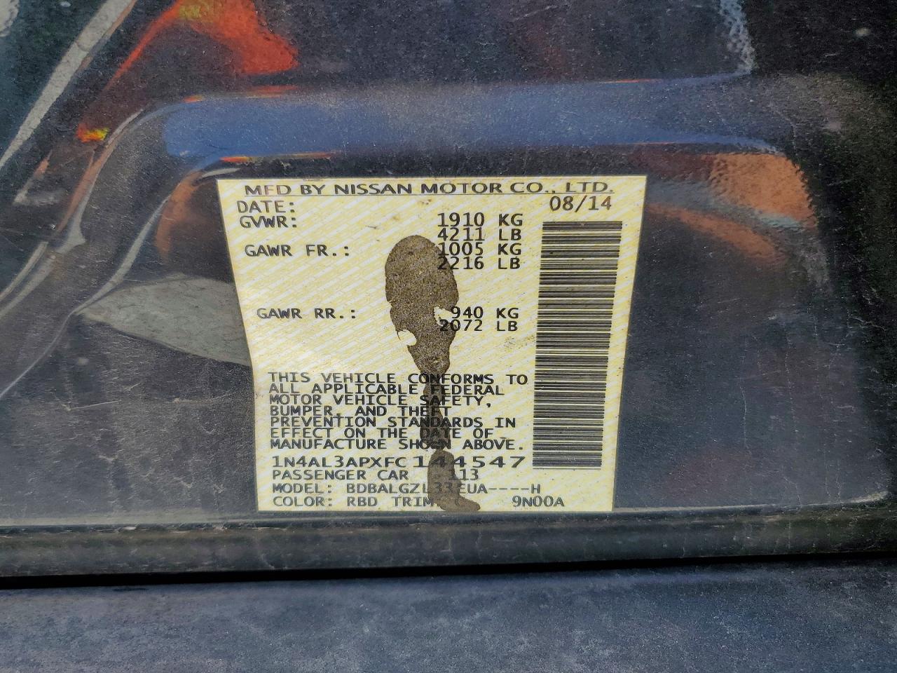 2015 NISSAN ALTIMA 2.5 S photo 37
