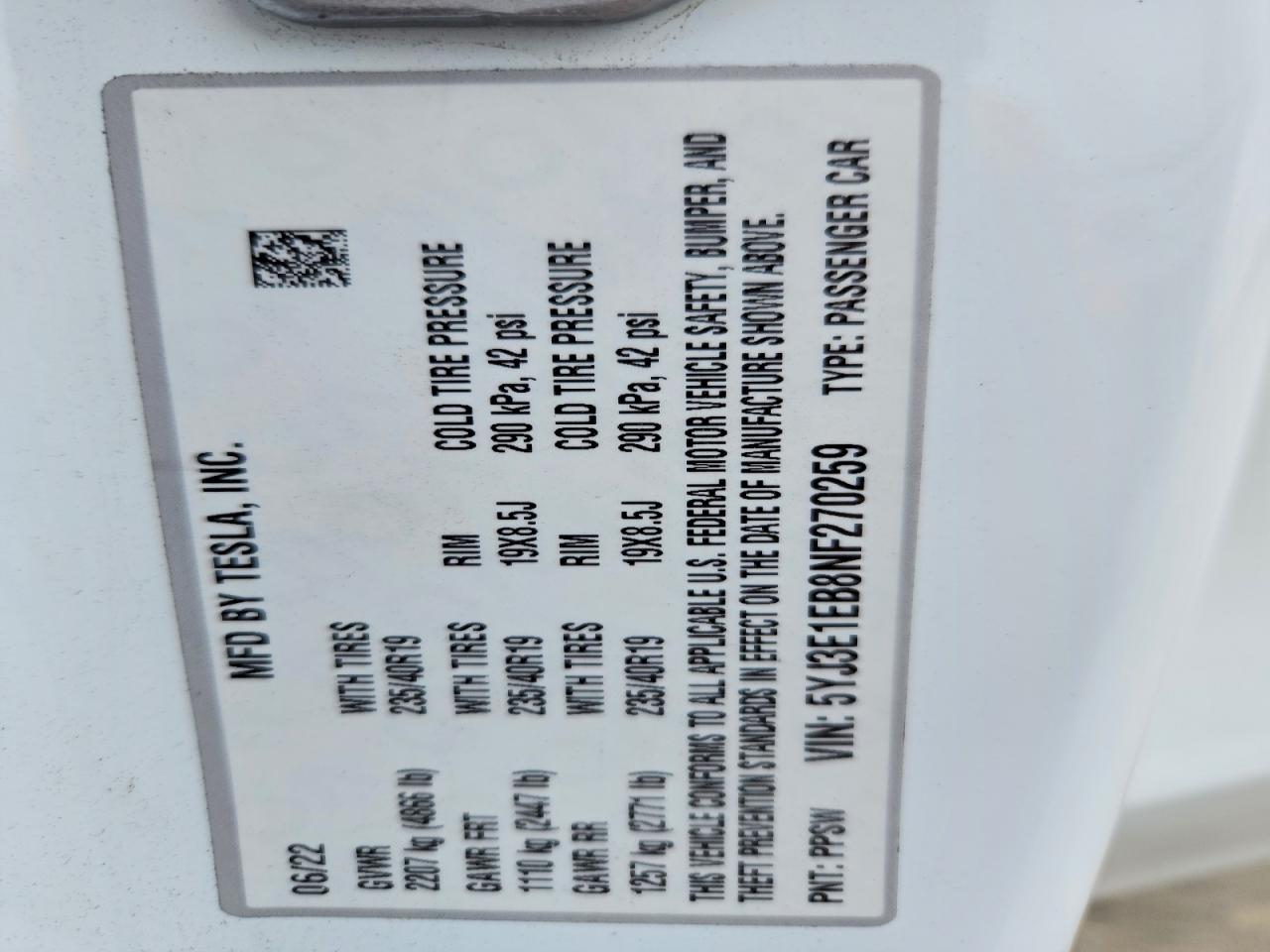 2022 TESLA MODEL 3 photo 37