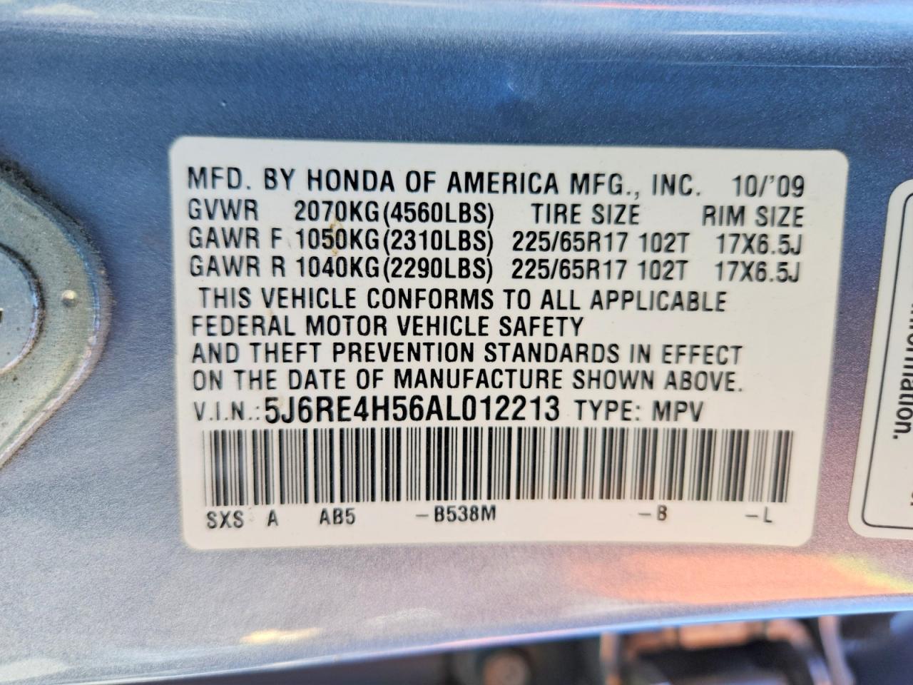 2010 HONDA CR-V EX photo 25