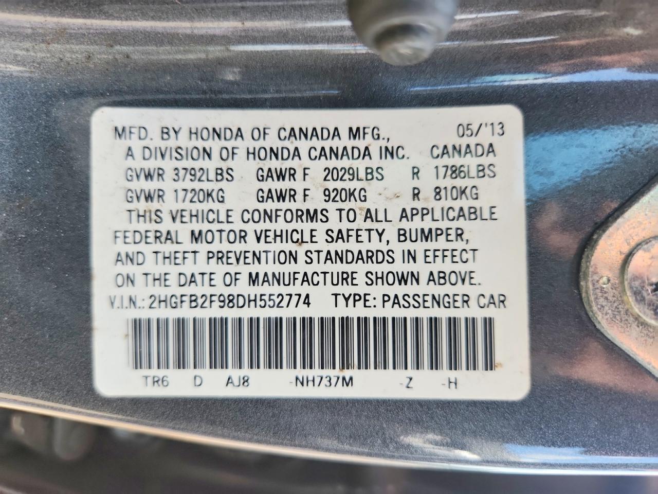 2013 HONDA CIVIC EXL photo 23