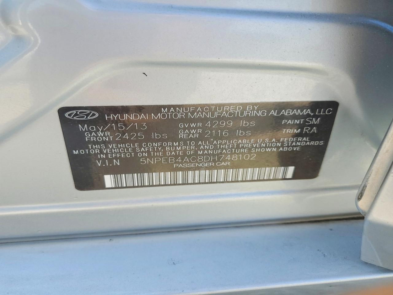 2013 HYUNDAI SONATA GLS photo 23