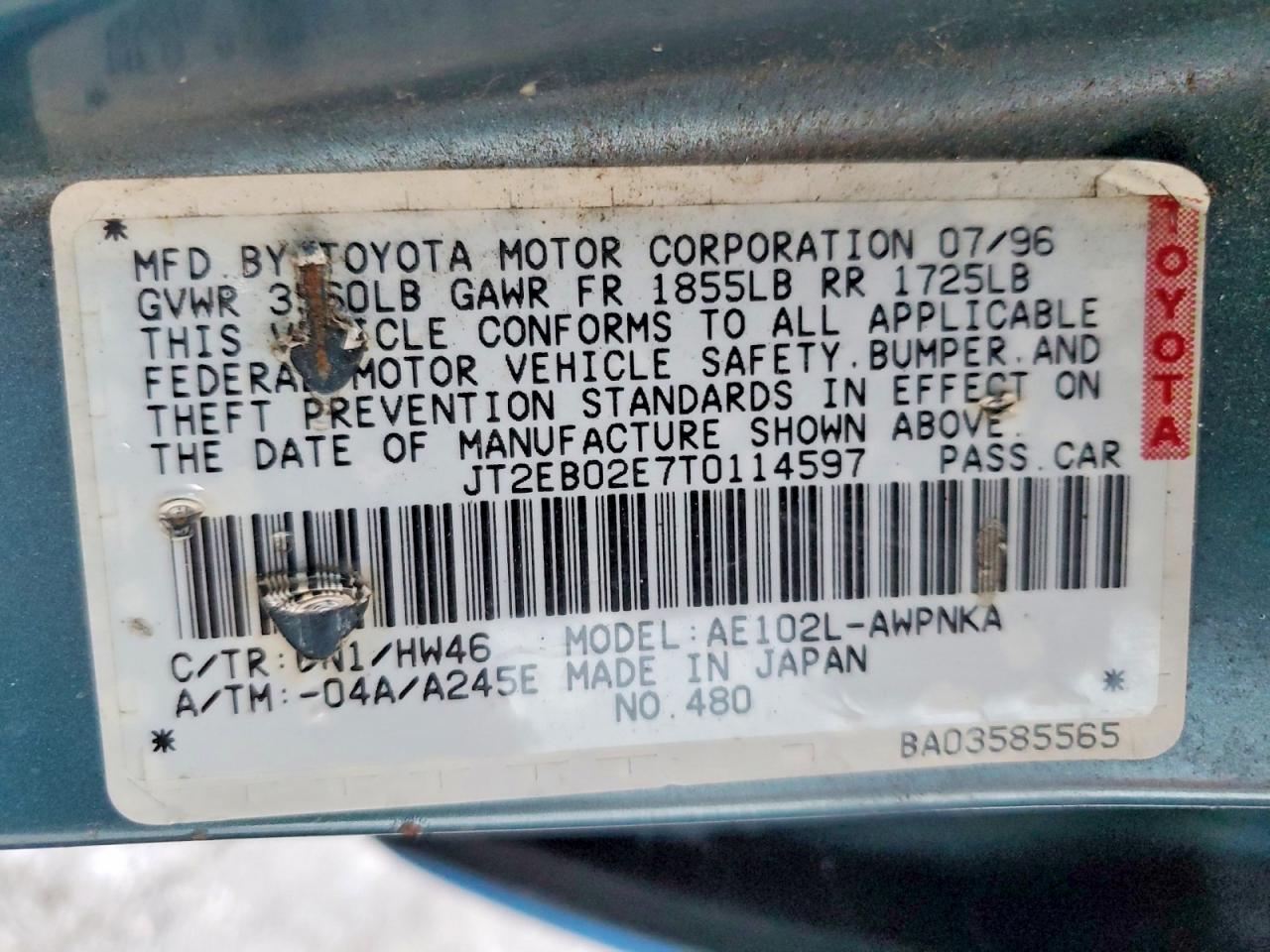 1996 TOYOTA COROLLA DX photo 34