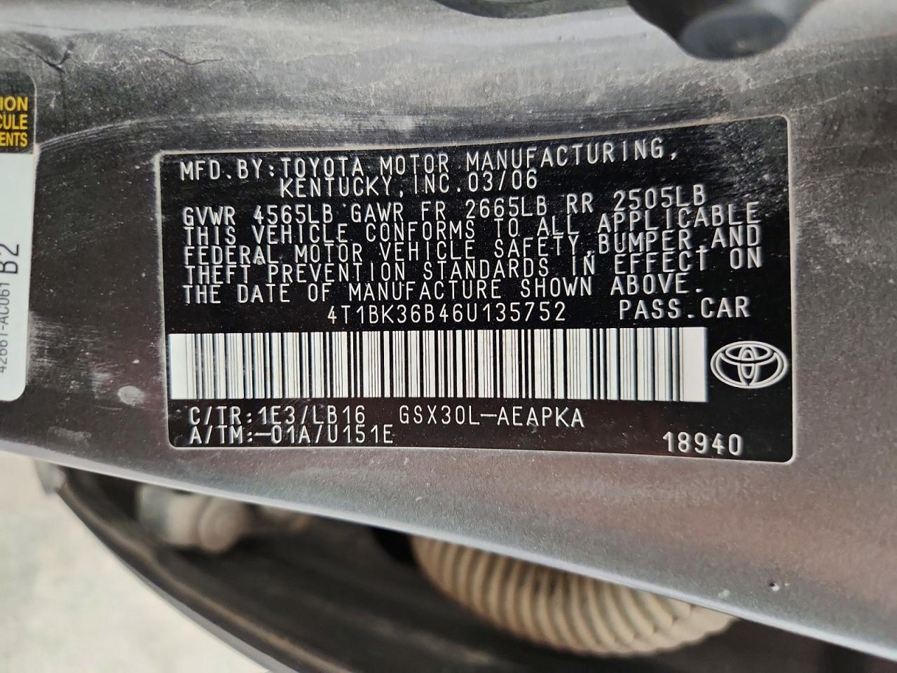 2006 TOYOTA AVALON LIMITED photo 12