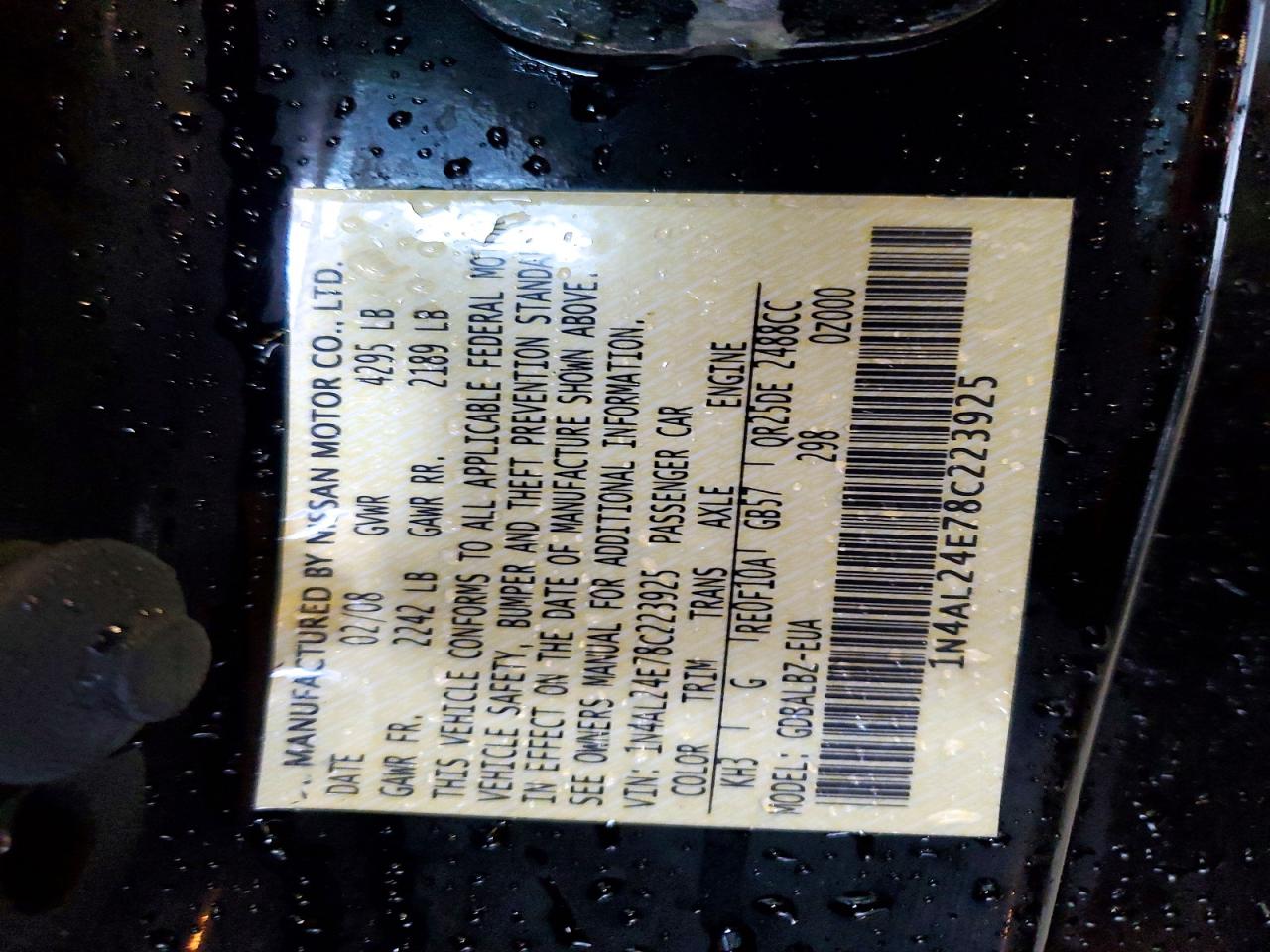 2008 NISSAN ALTIMA 2.5S photo 34