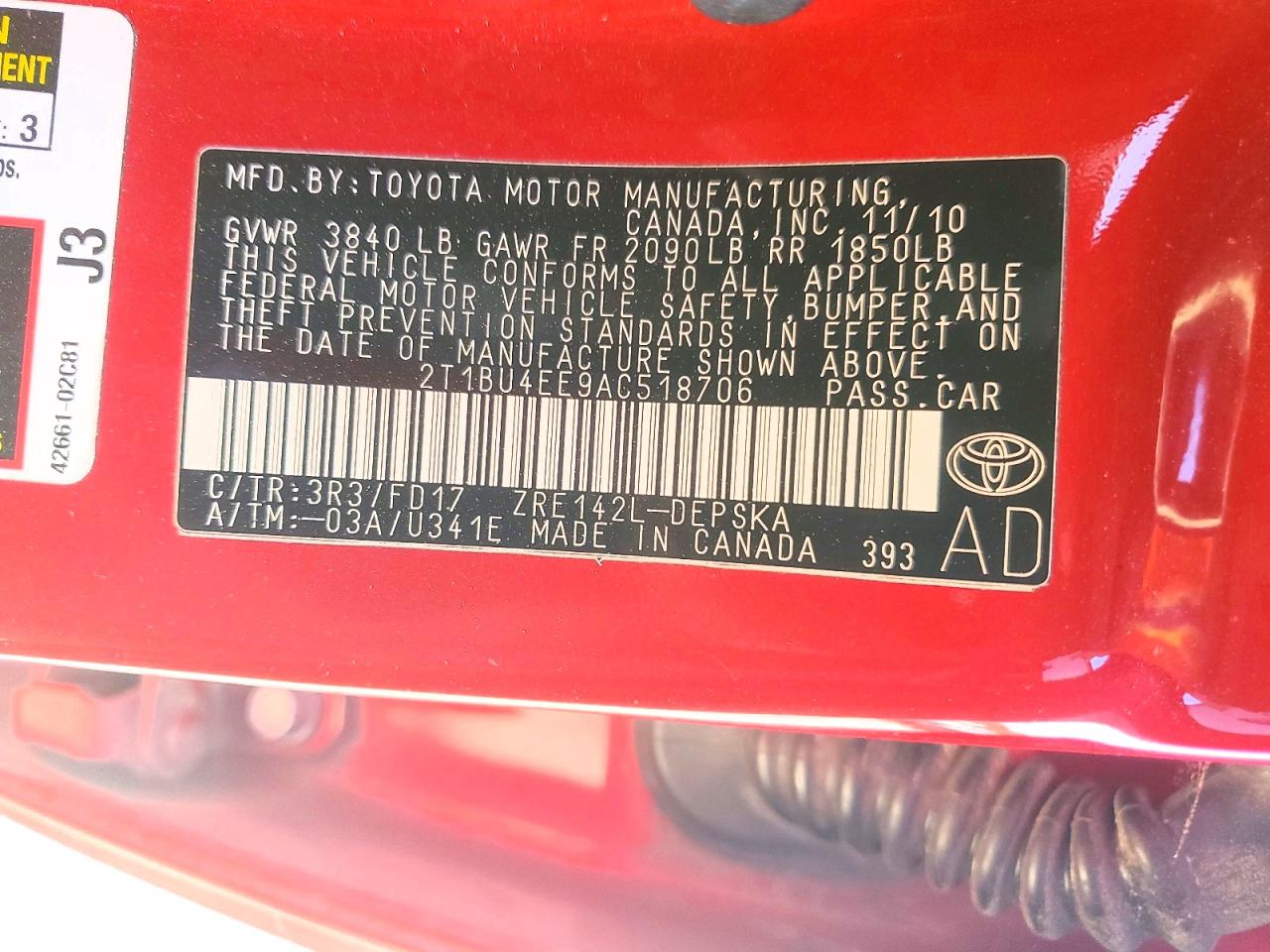 2010 TOYOTA COROLLA S photo 23