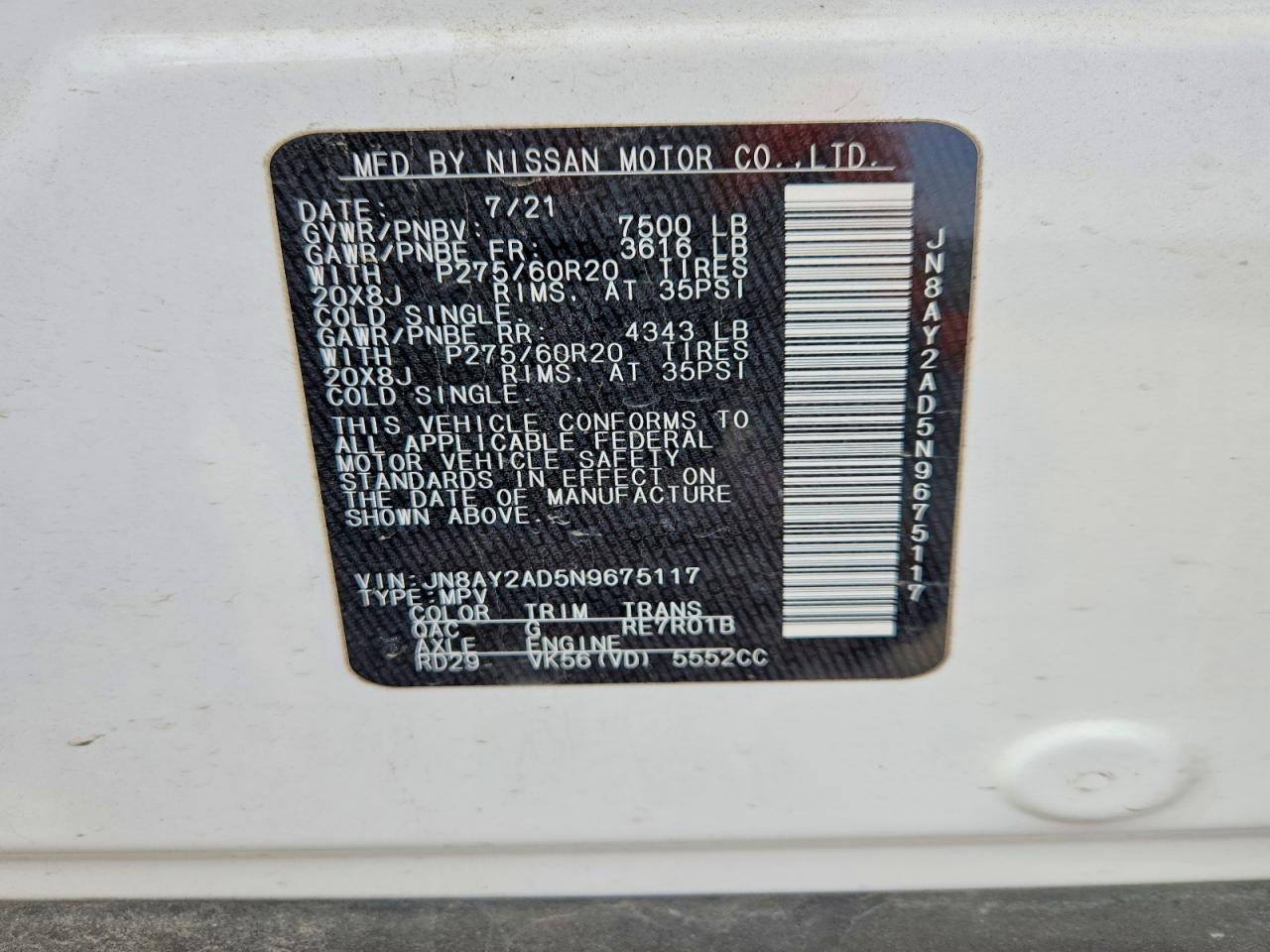 2022 NISSAN ARMADA SV photo 27