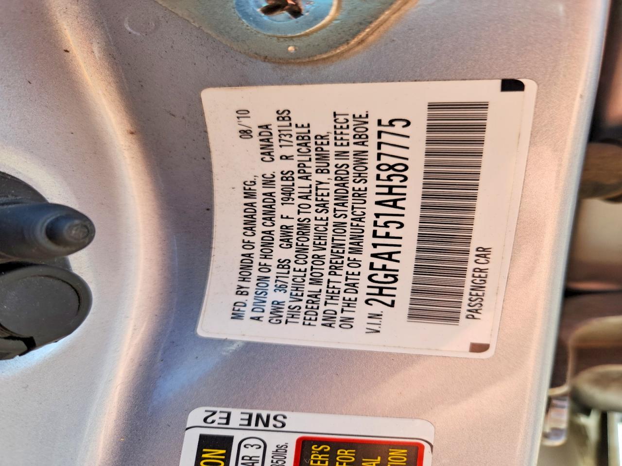 2010 HONDA CIVIC LX photo 12