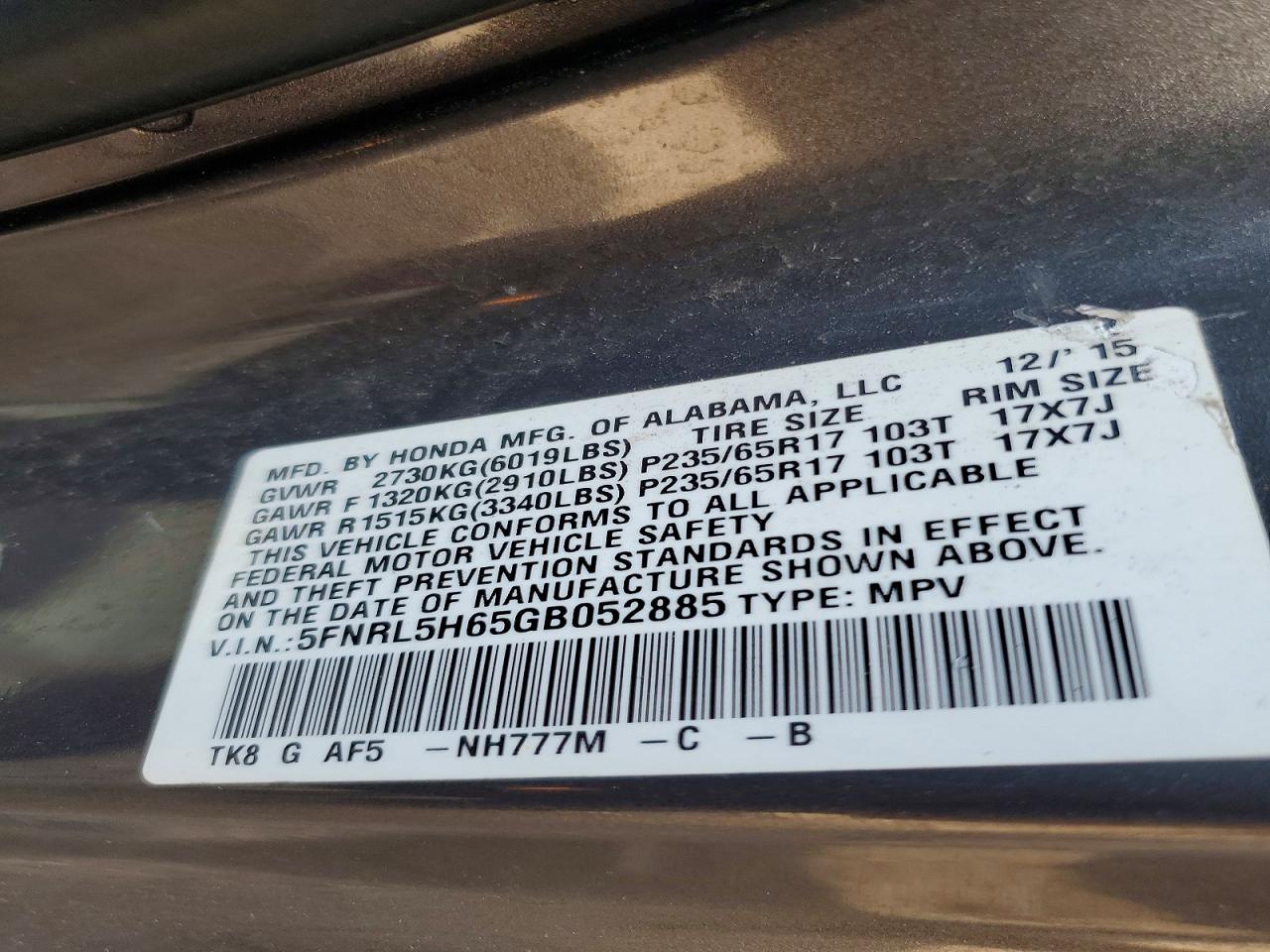 2016 HONDA ODYSSEY EXL photo 25