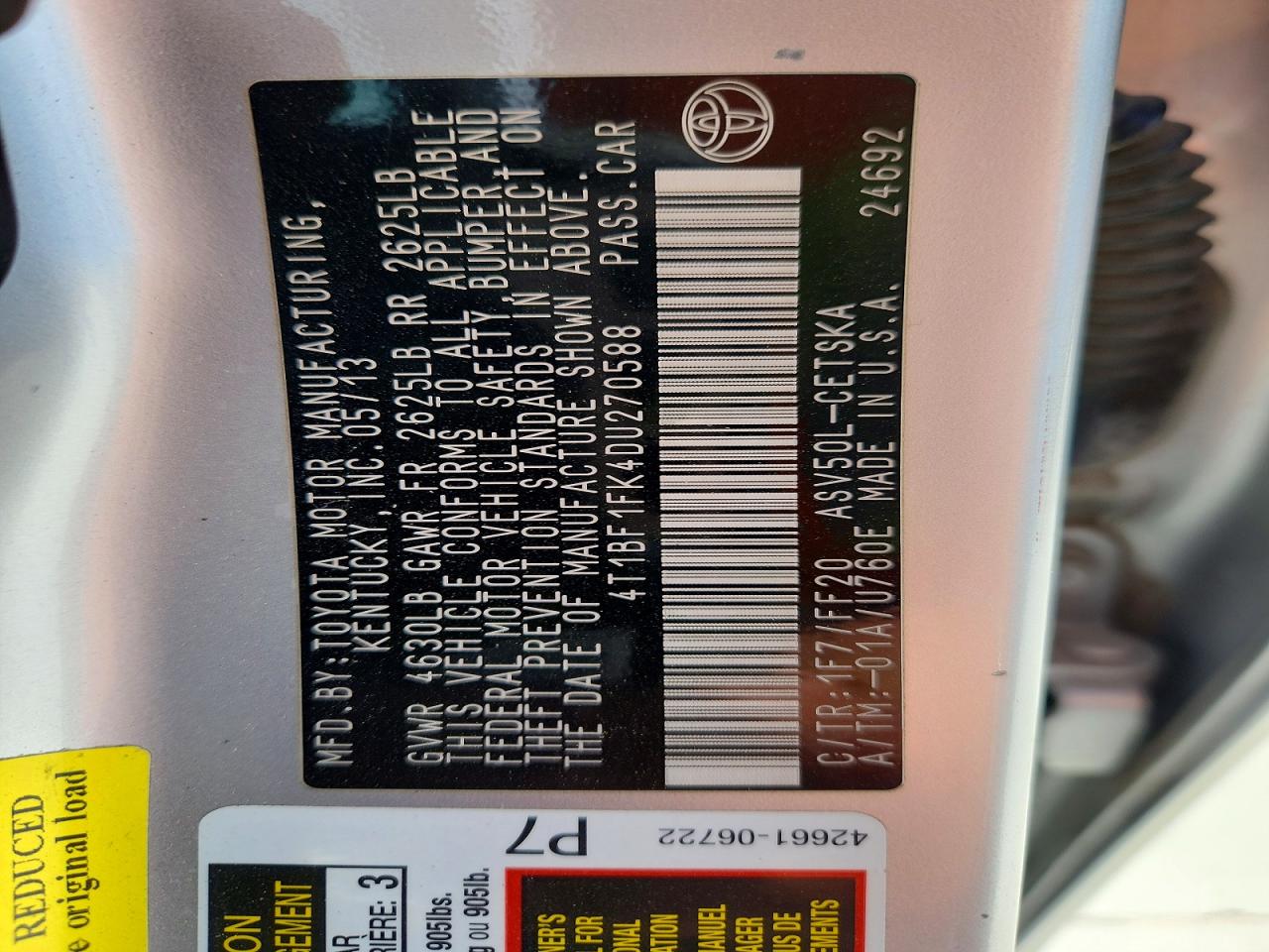 2013 TOYOTA CAMRY SE photo 23