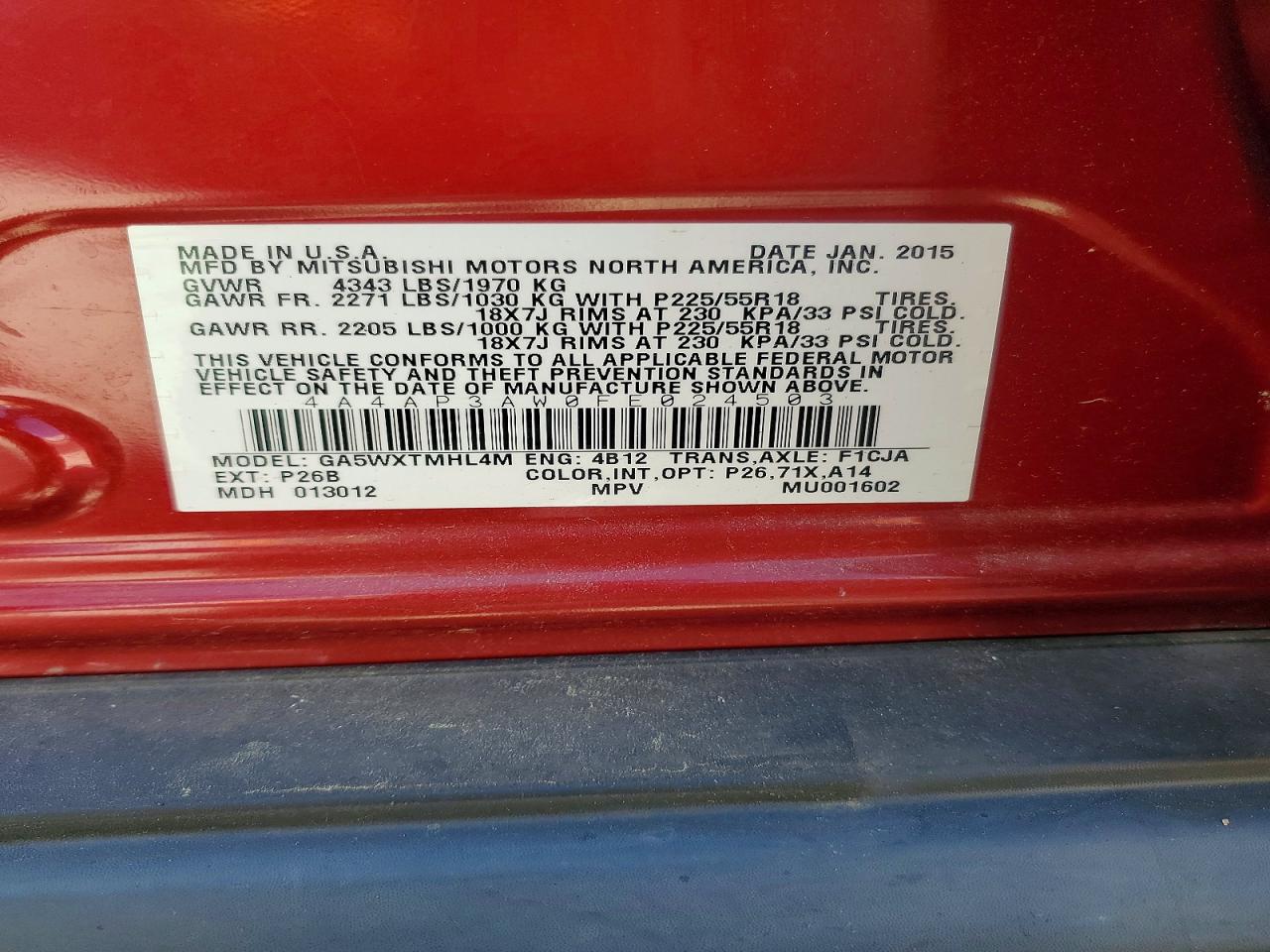 2015 MITSUBISHI OUTLANDER SPORT ES photo 25