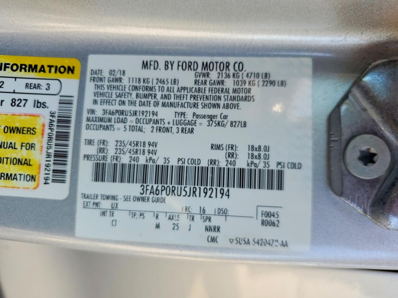 2018 FORD FUSION TITANIUM photo 25