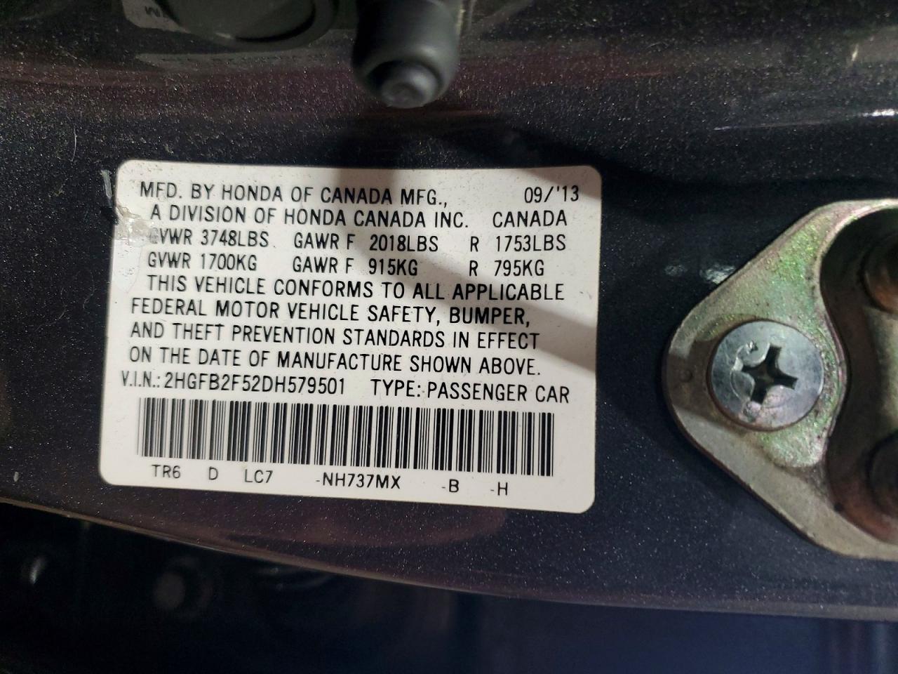 2013 HONDA CIVIC LX photo 13