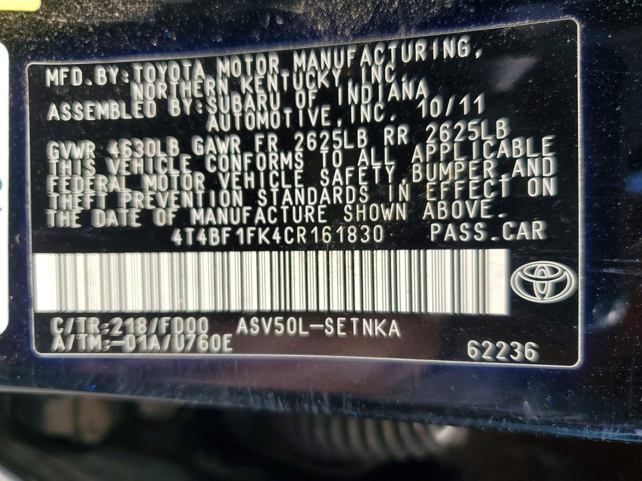 2012 TOYOTA CAMRY LE photo 13