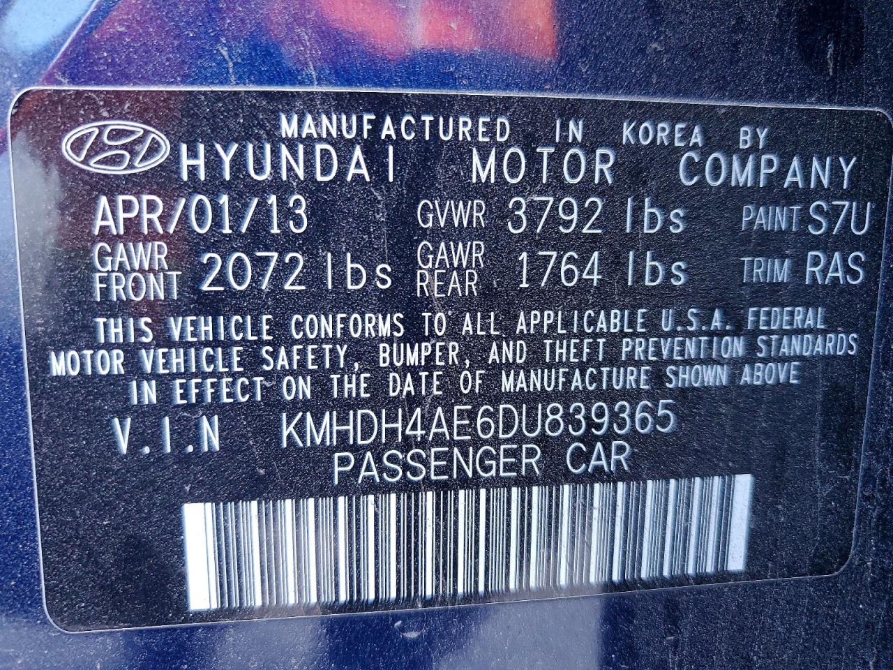 2013 HYUNDAI ELANTRA GLS photo 34