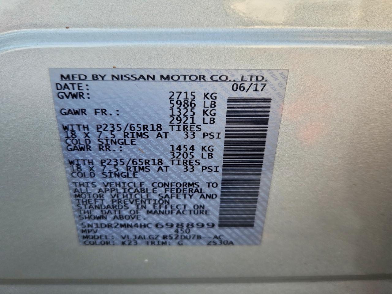 2017 NISSAN PATHFINDER SL photo 25