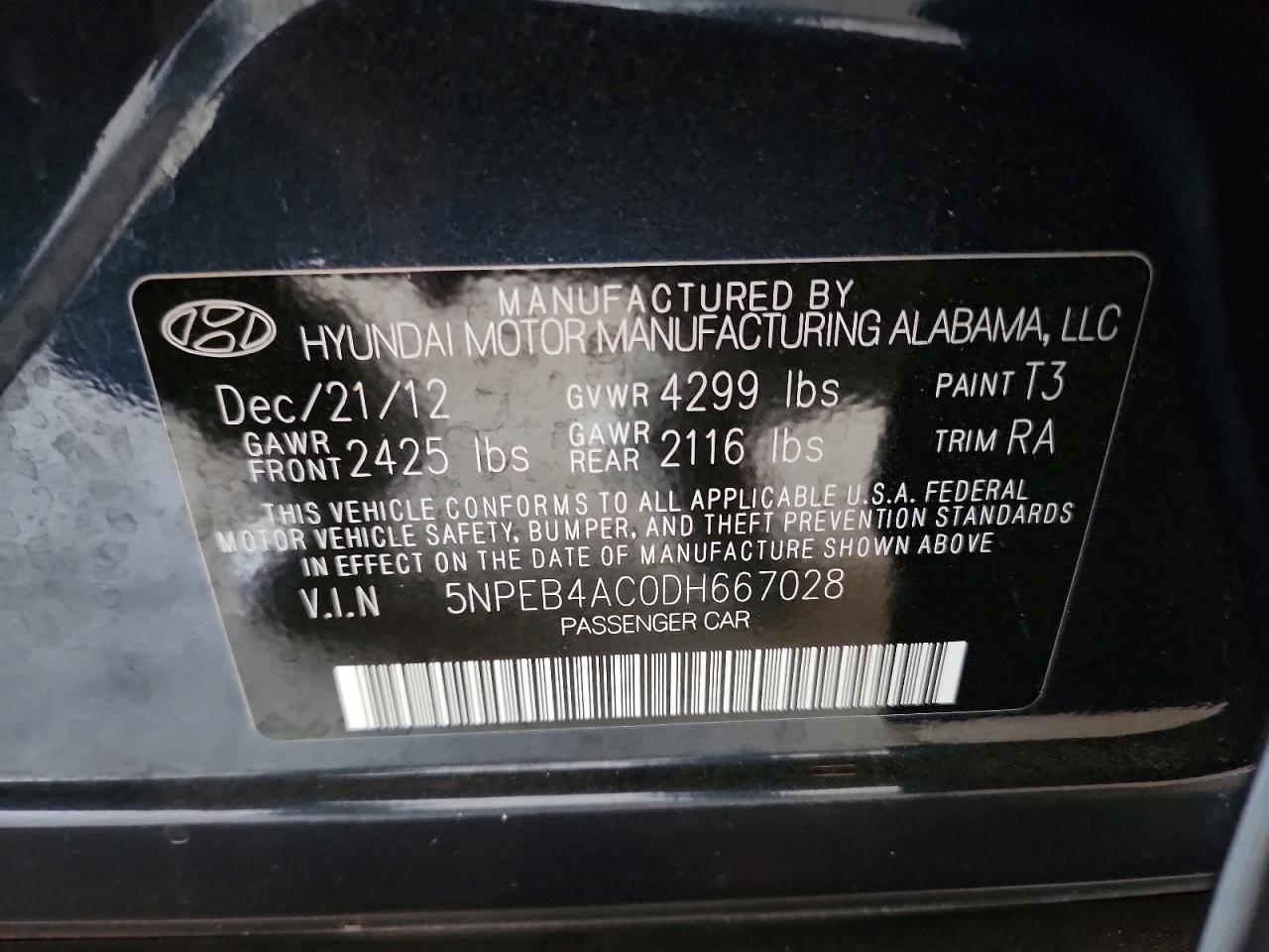 2013 HYUNDAI SONATA GLS photo 12