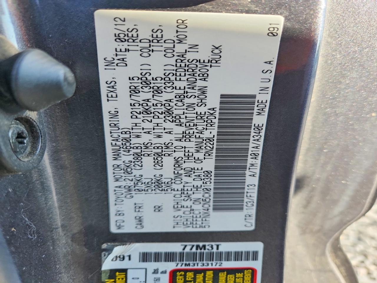 2012 TOYOTA TACOMA BASE photo 34