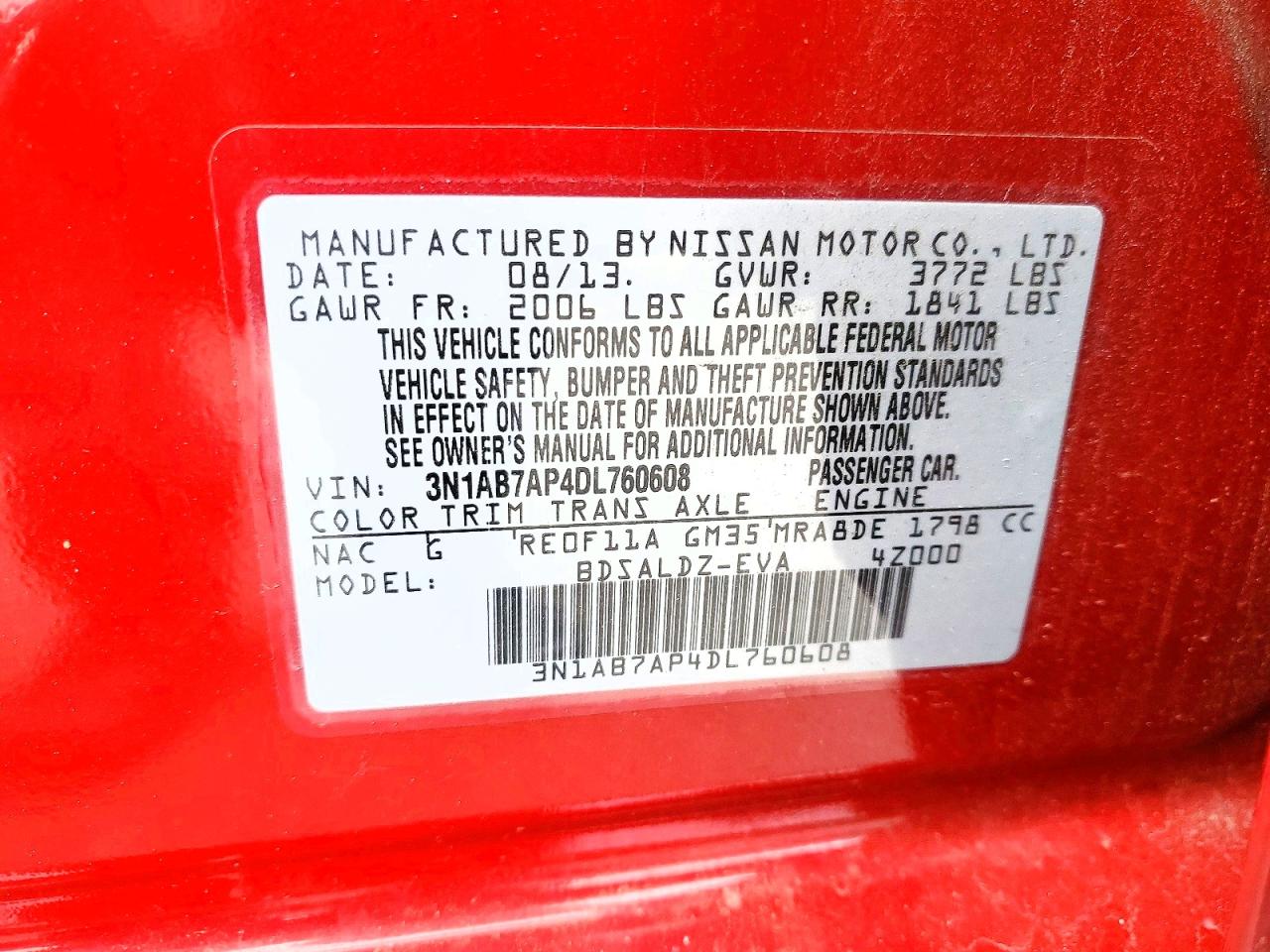 2013 NISSAN SENTRA S photo 12