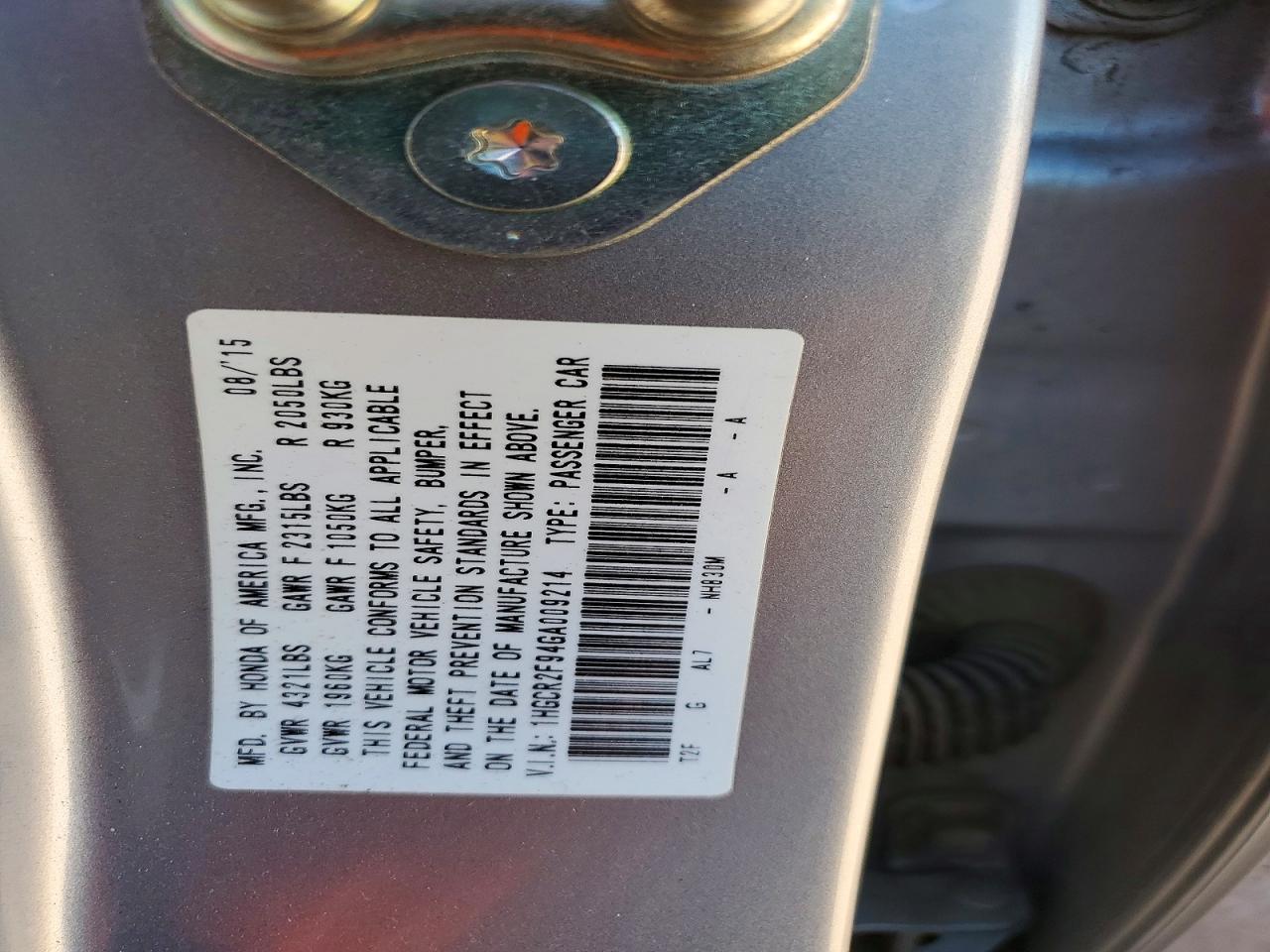 2016 HONDA ACCORD EXL photo 12