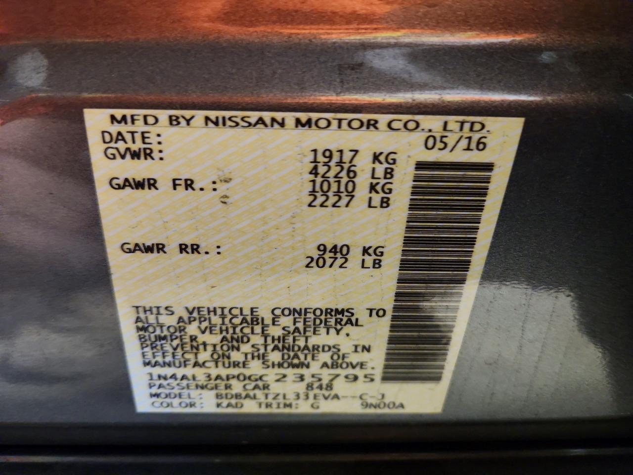 2016 NISSAN ALTIMA 2.5 SL photo 34