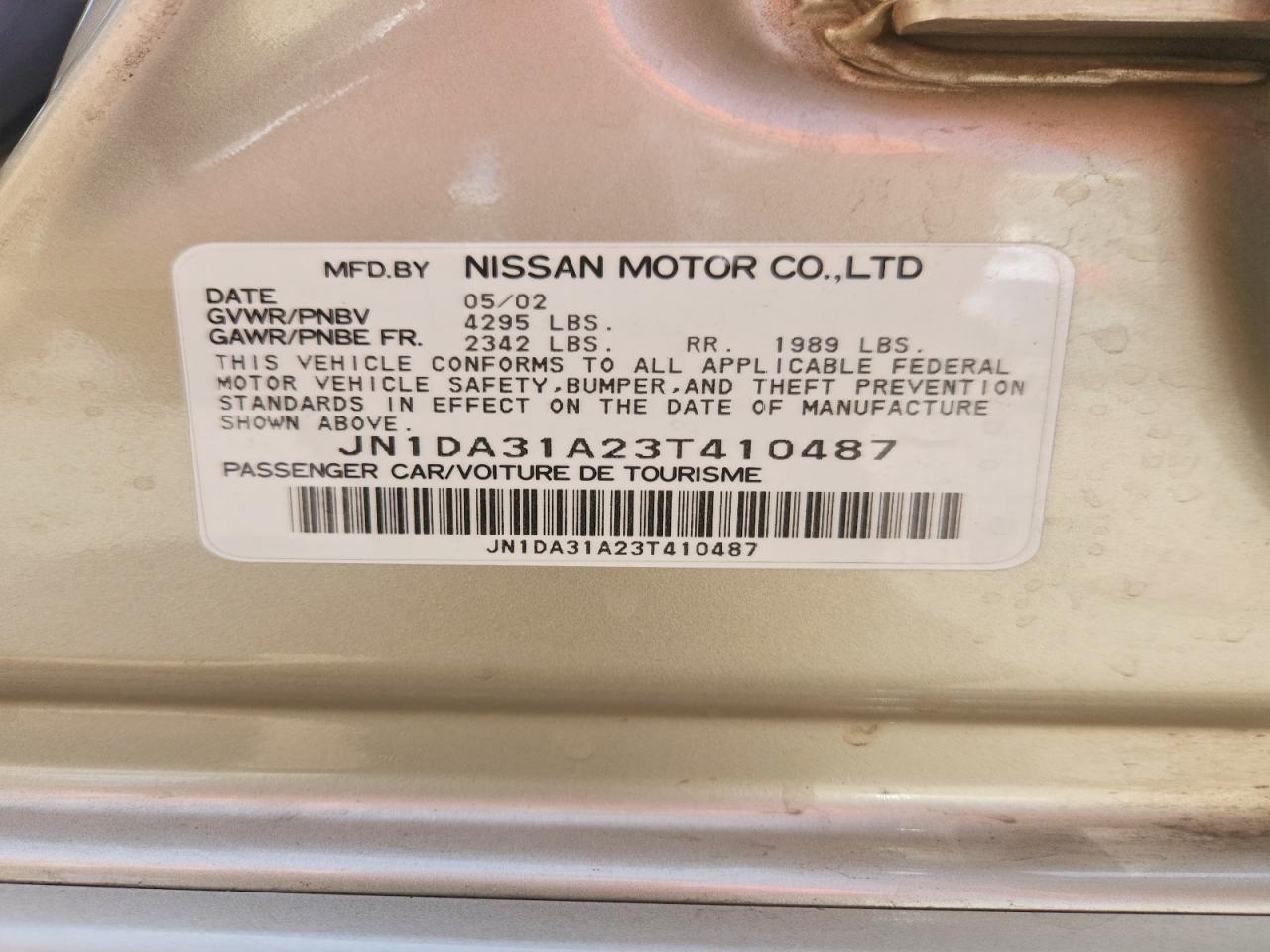 2003 NISSAN MAXIMA GXE photo 12