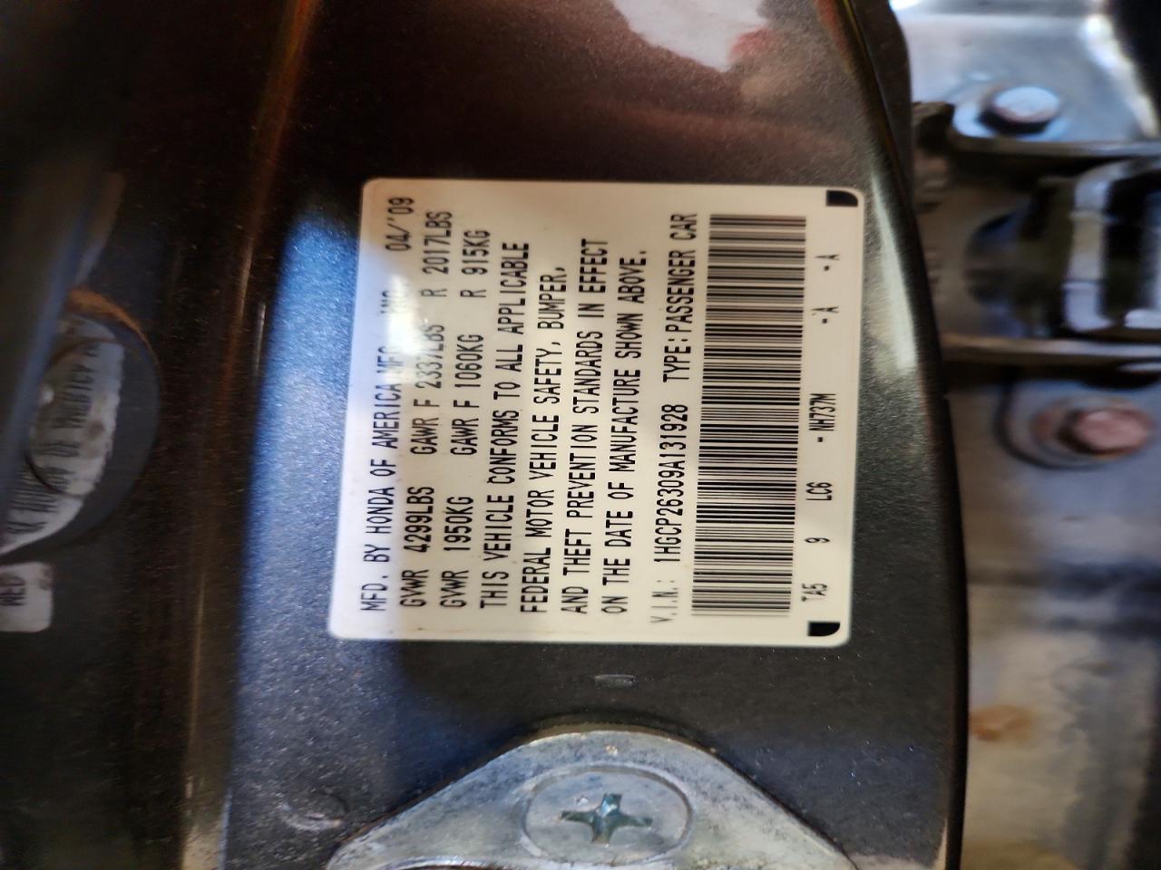 2009 HONDA ACCORD LX photo 34